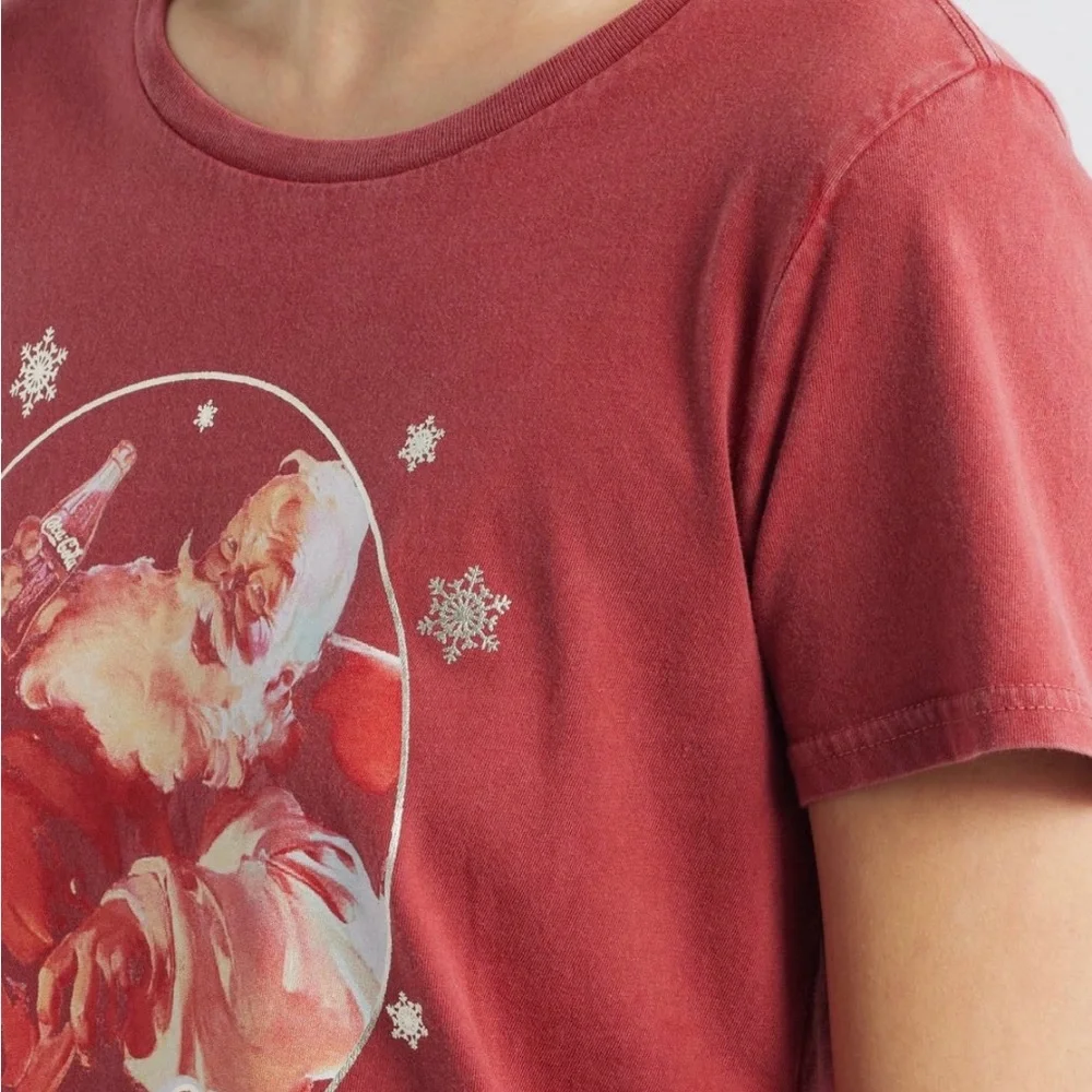 Lucky Brand Shirt Woman’s Size XL  Coca-Cola Bottle Terracotta Santa Claus NWT